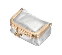 sourcing map Mini étui de voyage à bijoux, petite boîte de rangement en cuir véritable avec verrou Kiss Lock, porte-monnaie portable d'inspiration vintage pour femme, bague, collier, bracelet, ton