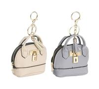 sourcing map Mini porte-clés pour sac fourre-tout, joli porte-monnaie en cuir synthétique avec fermeture éclair pour femme, maquillage, cartes, clés, clés, blanc/violet, porte-monnaie