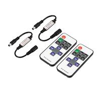 sourcing map Mini RF Sans Fil Télécommande DC 5-24V 11-Clé LED Dimmer Interrupteur avec DC Connecteur pour Unique Couleur LED Bande luminaires, Noir, Paquet de 2