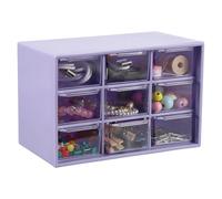 sourcing map Mini tiroirs de rangement en plastique avec 9 tiroirs de rangement pour fournitures de bureau, salle de bain, chambre à coucher, violet