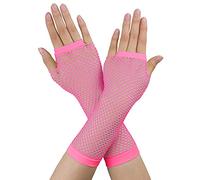 Sourcing Map Mitaines longues en maille pour femme - Accessoires de déguisement des années 80 - Rose clair - 1 paire