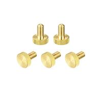 sourcing map Molette Pouce Vis, M6x12mm Plat Laiton Boulons Poignée Boutons Attaches pour PC, Électronique, Mécanique 5Pcs