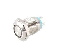sourcing map Momentané Métal Bouton Poussoir Interrupteur 12mm Montage Diamètre 1NO 3-6V Bleu LED Lumière