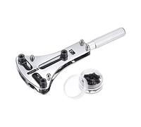 sourcing map Montre Arrière Couverture Clé Ouvreur 55mm Réglable Boîte Suppression Outil Chrome Acier pour Montre Réparation avec 18 Bits Argenté