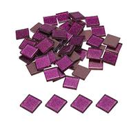 sourcing map Mosaïque Carrelage Tuile Tesselle, Verre Éclat Cristal Vrac Carré Paillettes Carreaux 2 x 2cm pour Maison Décoration, Pack de 50(200g, Violet Rouge)