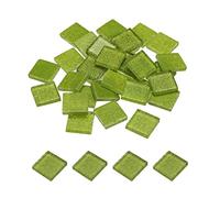 sourcing map Mosaïque Carrelage Tuile Tesselle, Verre Éclat Cristal Vrac Carré Paillettes Carreaux 2 x 2cm pour Maison Décoration, Pack de 25(100g, Herbe Vert)