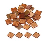 sourcing map Mosaïque Carrelage Tuile Tesselle, Verre Éclat Cristal Vrac Carré Paillettes Carreaux 2x2cm pour Maison Décoration, Pack de 25(100g, Noir Orange)