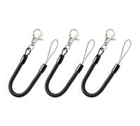 sourcing map Mousqueton Porte-clés à anneau à ressort hélicoïdal Sangle élastique 3 Noir