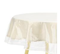 sourcing map Nappe de table ovale en plastique transparent, imperméable, résistante à l'huile avec bords finis cousus, pour salle à manger, fêtes et vacances - 152,4 x 228,6 cm