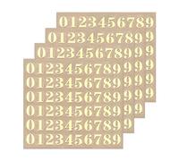 sourcing map Nombre Résine Autocollants 4 Feuilles Mini Numéro Autocollant Paillettes Alliage Auto Adhésif pour Résine Scrapbooking Artisanat Or 4.5mm Hauteur