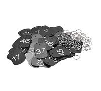 sourcing map Numéroté Étiquette Aluminium Clé Étiquettes Métal ID Étiquettes 1-50 Numéro avec Anneau Noir Rectangle pour Décoration Coffret de 50