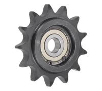 sourcing map Oisif Pignon, 10mm Alésage 1/2" Pas 13 Dent, Noir Oxyde Finition C45 Carbone Acier avec Encart Roulement pour ISO 08B