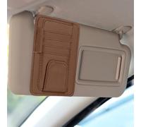 sourcing map Organiseur de pare-soleil de voiture 15,3 x 12,1 cm en cuir multi-poches pour voiture, camion, VUS, pochette de rangement intérieure pour permis de conduire, cartes de crédit, factures