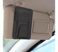 sourcing map Organiseur de pare-soleil de voiture 15,3 x 12,1 cm en cuir multi-poches pour voiture, camion, VUS, pochette de rangement intérieure pour permis de conduire, cartes de crédit, factures