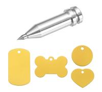 sourcing map Outil de gravure avec 16 étiquettes vierges jaunes classiques modernes en alliage et aluminium pour bijoux, porte-clés, plaques d'identité pour chien