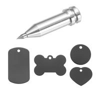 sourcing map Outil de gravure avec 16 étiquettes vierges noires modernes classiques en alliage et aluminium pour bijoux, porte-clés, plaques d'identité pour chien