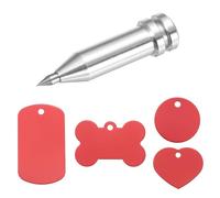 sourcing map Outil de gravure avec 16 étiquettes vierges rouges modernes classiques en alliage et aluminium pour bijoux, porte-clés, plaques d'identité pour chien