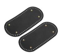 sourcing map Ovale Sac Bas Façonneur Coussinet, 2pcs 25x12cm PU Cuir Porte-monnaie Coussin Base pour DIY Tricot Crochet Sac Fabrication (Noir)