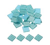 sourcing map Pack de 25 Mosaïque Carrelage Tuile Tesselle éclairage Bleu | 2 x 2cm pour Maison Décoration, Verre Éclat Cristal, Vrac Carré Paillettes Carreaux, 100g