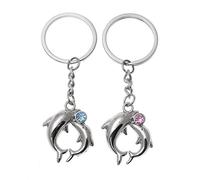 sourcing map Paire porte-clé dauphin strass teinte argent - Teinte argent, Taille unique