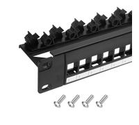 sourcing map Panneau de brassage à 24 ports vierge 1U pour rack de 48,3 cm et baie de brassage murale avec gestion des câbles pour réseau de serveurs, services multi-terminaux, gestion des câbles