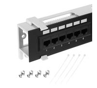 sourcing map Panneau de brassage réseau Cat6 de 5,8 cm à 12 ports, rack de 25,4 cm et baie de brassage murale avec module réseau pour serveurs, services multi-terminaux