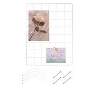 sourcing map Panneaux muraux en grille, 40 x 30 cm, cadre à suspendre avec attaches de câble et clous pour décoration de photos à la maison, au bureau, blanc