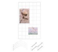 sourcing map Panneaux muraux en grille, 50 x 30 cm, cadre à suspendre avec attaches de câble et clous pour décoration de photos à la maison, au bureau, blanc