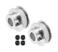 sourcing map Paquet de 2 Distribution Poulie Aluminium Synchrone Roue | Argent pour 3D Imprimante Ceinture CNC Machine, 40 Dents, 10mm Alésage