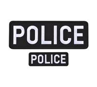 sourcing map Patch de police avec crochet et œillet, écusson brodé de police en tissu durable, emblème police pour gilet de police, veste, vêtements, sacs à dos, chapeaux, blanc (1 pièce petite et 1