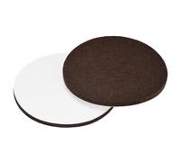 sourcing map Patins de Chaise Feutre Tampon Meuble 100mm Diamètre Autocollant Antidérapant Antirayures Rond Armoire Pieds Plancher Protection Marron 24 pcs