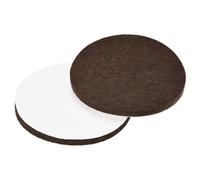 sourcing map Patins de Chaise Feutre Tampon Meuble 75mm Diamètre Autocollant Antidérapant Antirayures Rond Armoire Pieds Plancher Protection Marron 4 pcs