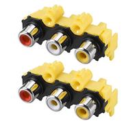 sourcing map PCB Panneau Montage Triple RCA Prise Femelle AV Connecteur Rouge Blanc Jaune 2Pcs
