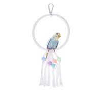 sourcing map Perchoir en corde pour oiseaux, perchoir en corde sur pied, accessoire d'escalade, balançoire, meulage de pattes de 35,6 cm, blanc destiné aux perroquets, perruches, calopsittes