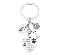 sourcing map Personalized Pet Memorial Keychain for Loss of Dog Handmade Engraved with Paw Bone Heart Charm