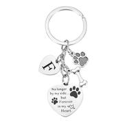 sourcing map Personalized Pet Memorial Keychain for Loss of Dog Handmade Engraved with Paw Bone Heart Charm