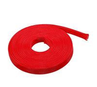 sourcing map PET enveloppant câble 8mm gaine tressée extensible rouge 5M Long