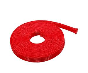 sourcing map PET enveloppant câble 8mm gaine tressée extensible rouge 5M Long