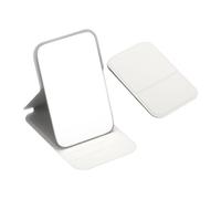 sourcing map Petit miroir de poche rectangulaire pour sac à main, 10 x 7 cm, miroir de maquillage compact avec étui en cuir, pour femmes, filles, sac à main, cadeau, blanc