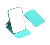 sourcing map Petit miroir de poche rectangulaire pour sac à main, 11 x 7 cm, miroir de maquillage compact avec étui en cuir, pour femmes, filles, sac à main, cadeau (cyan)