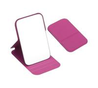 sourcing map Petit miroir de poche rectangulaire pour sac à main, 11 x 7 cm, miroir de maquillage compact avec étui en cuir, pour femmes, filles, sac à main, cadeau (rose rouge)