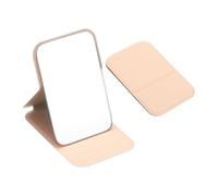 sourcing map Petit miroir de poche rectangulaire pour sac à main, 11 x 7 cm, miroir de maquillage compact avec étui en cuir, pour femmes, filles, sac à main, cadeau (rose)
