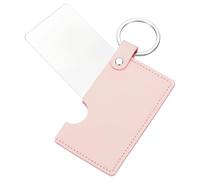 sourcing map Petit miroir de poche rectangulaire pour sac à main, miroir de maquillage compact en acier inoxydable avec étui en cuir pour femmes, filles, sac à main, cadeau, rose, S, Moderne