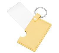 sourcing map Petit miroir de poche rectangulaire pour sac à main, miroir de maquillage compact en acier inoxydable avec étui en cuir pour femmes, filles, sac à main, cadeau, jaune, S, Moderne