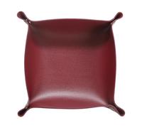 sourcing map Petit plateau rectangulaire pliable en cuir synthétique unisexe pour entrée, table de chevet, bureau pour clés, portefeuille, montre, pièces de monnaie, bijoux, dés, rouge vin