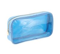 sourcing map Petite trousse de maquillage transparente avec fermeture éclair, pochette de maquillage portable pour un usage quotidien, bleu, M, Classique