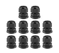 sourcing map PG13.5 Presse-étoupe 5mm-9mm Fil Trou Imperméable Nylon Joint Réglable Contre-écrou avec Rondelle Noir 10Pcs