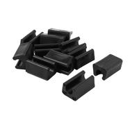 sourcing map 12pcs Patins Pied Chaise Tube Rond Embout Tube Pied Table Fauteuil Tampon Meuble Forme Rectangle en Plastique Antidérapant Noir