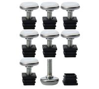 sourcing map Pieds de Nivellement Meuble Réglable Pied Réglable Jambe Pied de Table Chaise Base Protection Plancher 20 x 20mm Carré Tube Inserts Kit Lot de 8pcs