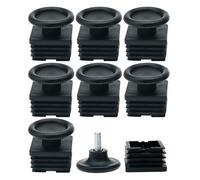 sourcing map Pieds de Nivellement Meuble Réglable Pied Réglable Patin de meuble Jambe Pied de Table Chaise Base Protection Plancher 40 x 40mm Tube Carré Insert Kit de 8pcs